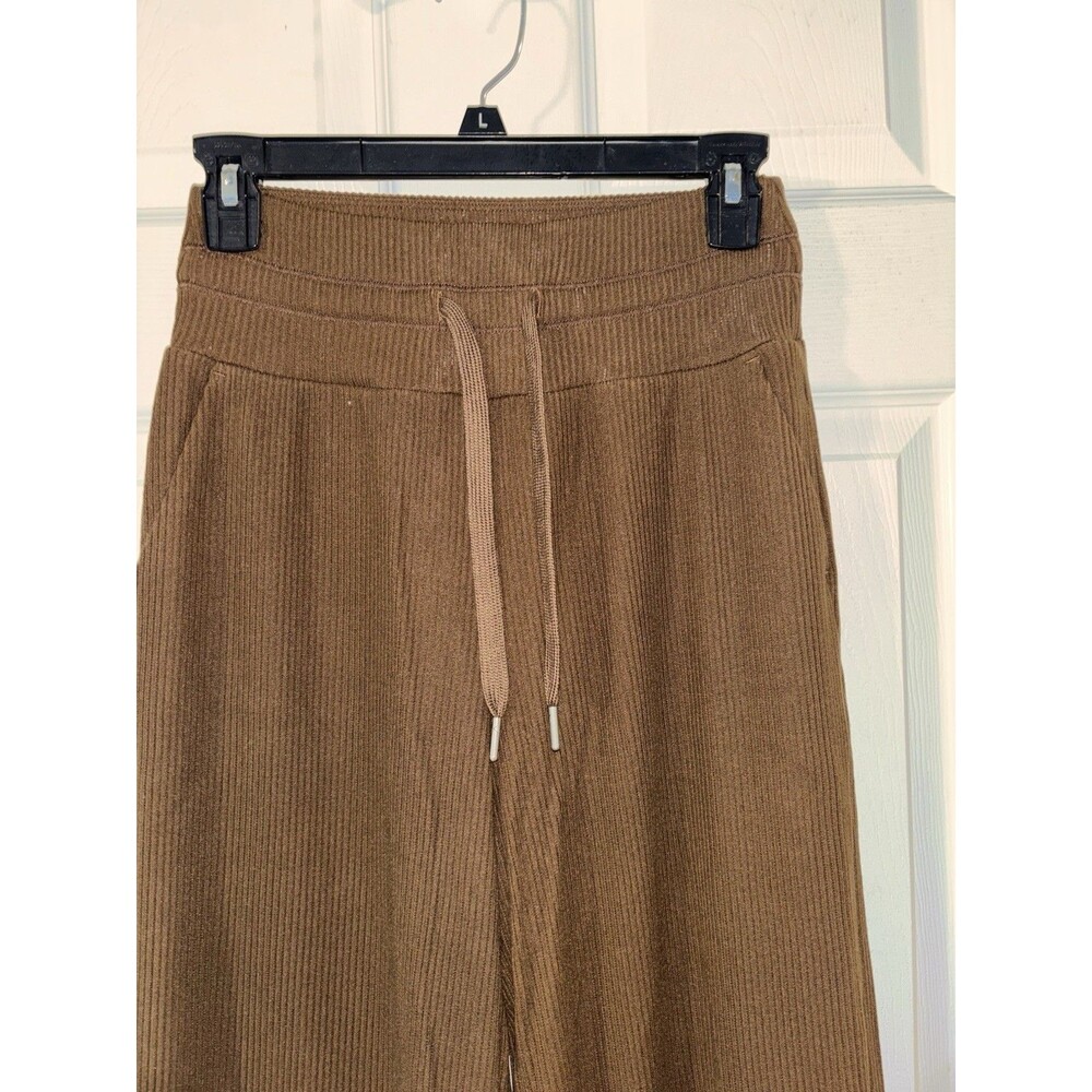 Halara XS Brown Corduroy Lounge Pants Casual Straight Leg Stretchy High Waisted